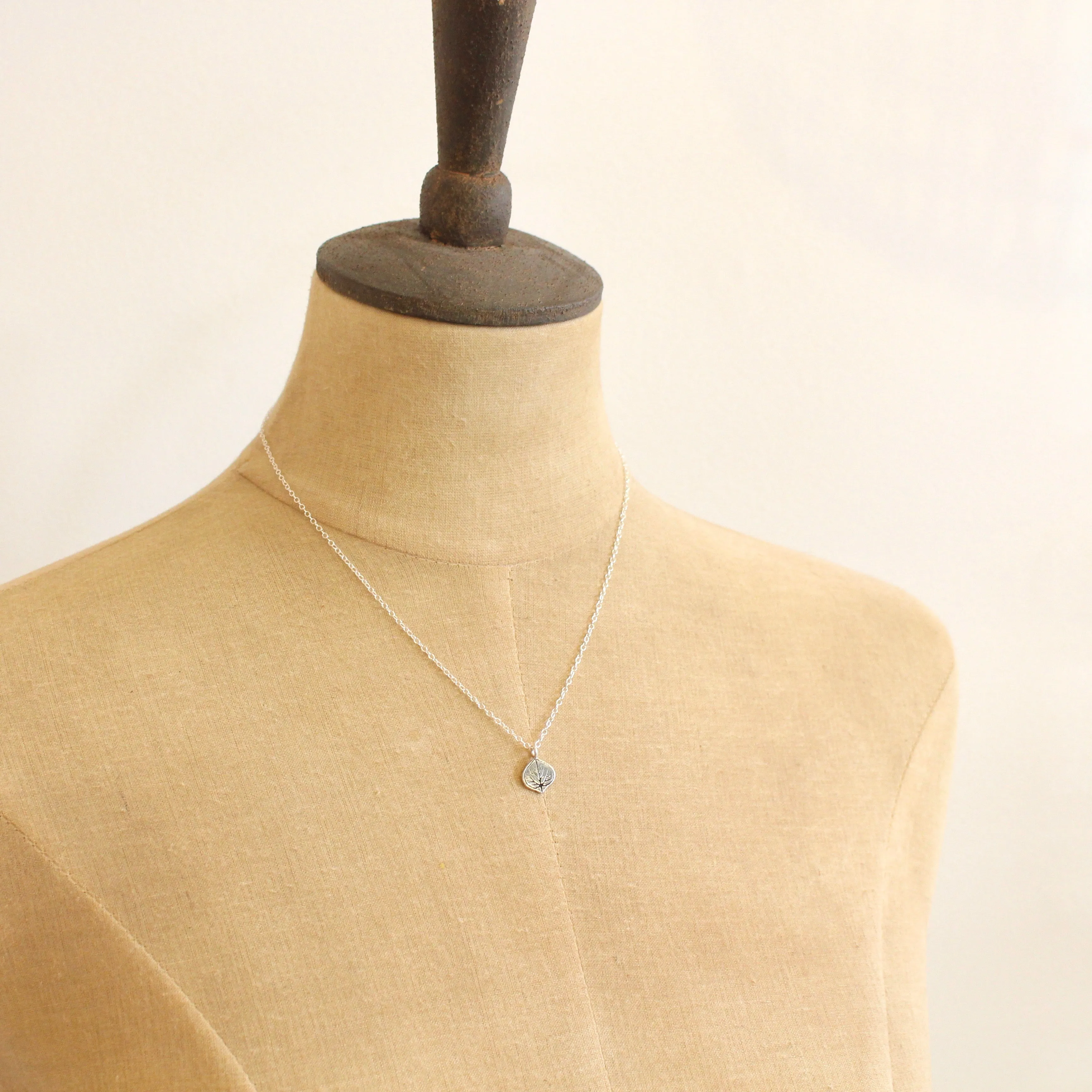 Aspen Leaf Silver Charm Neckace