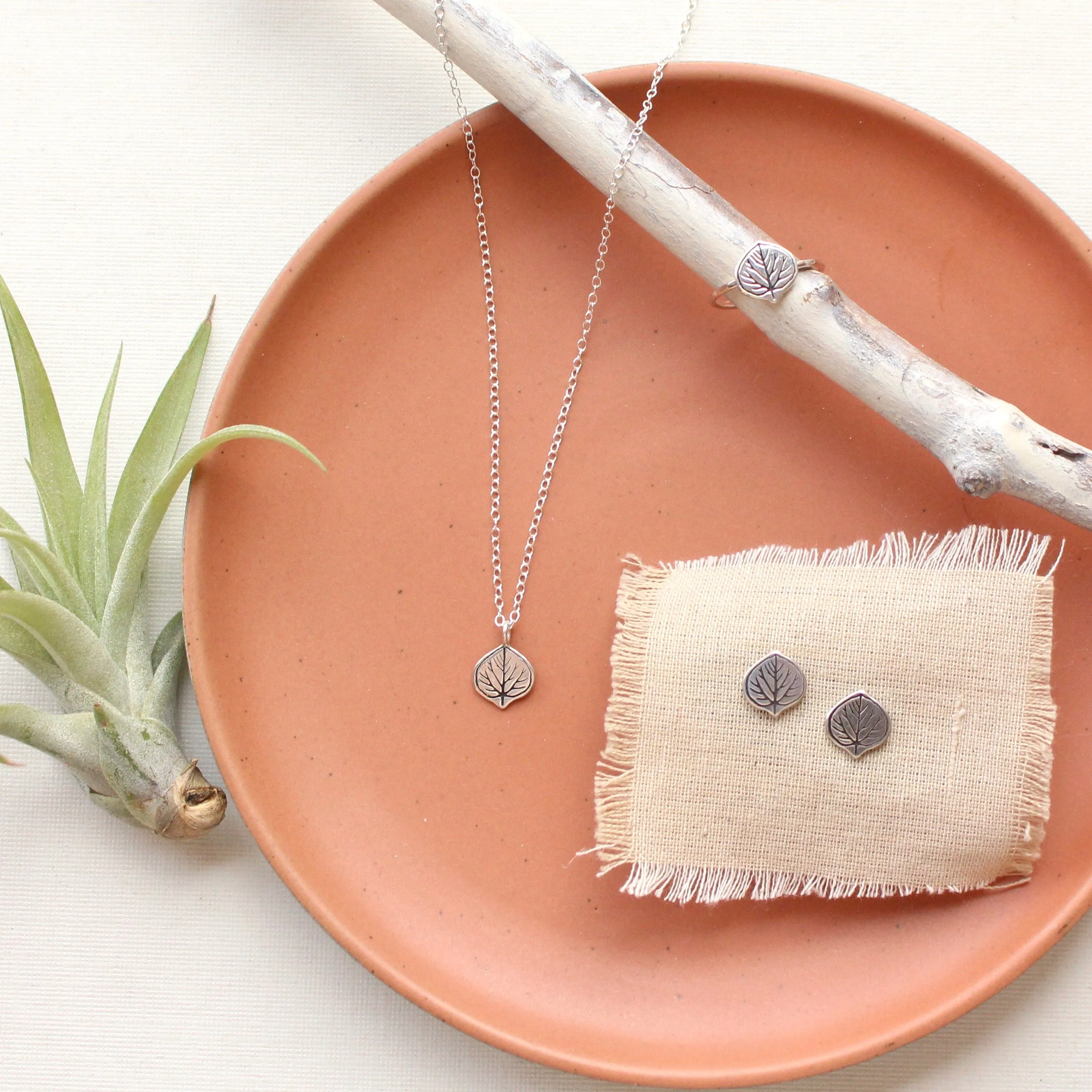 Aspen Leaf Silver Charm Neckace