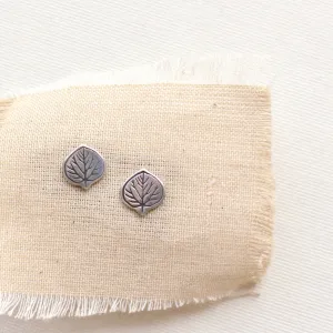 Aspen Leaf Silver Post Earrings