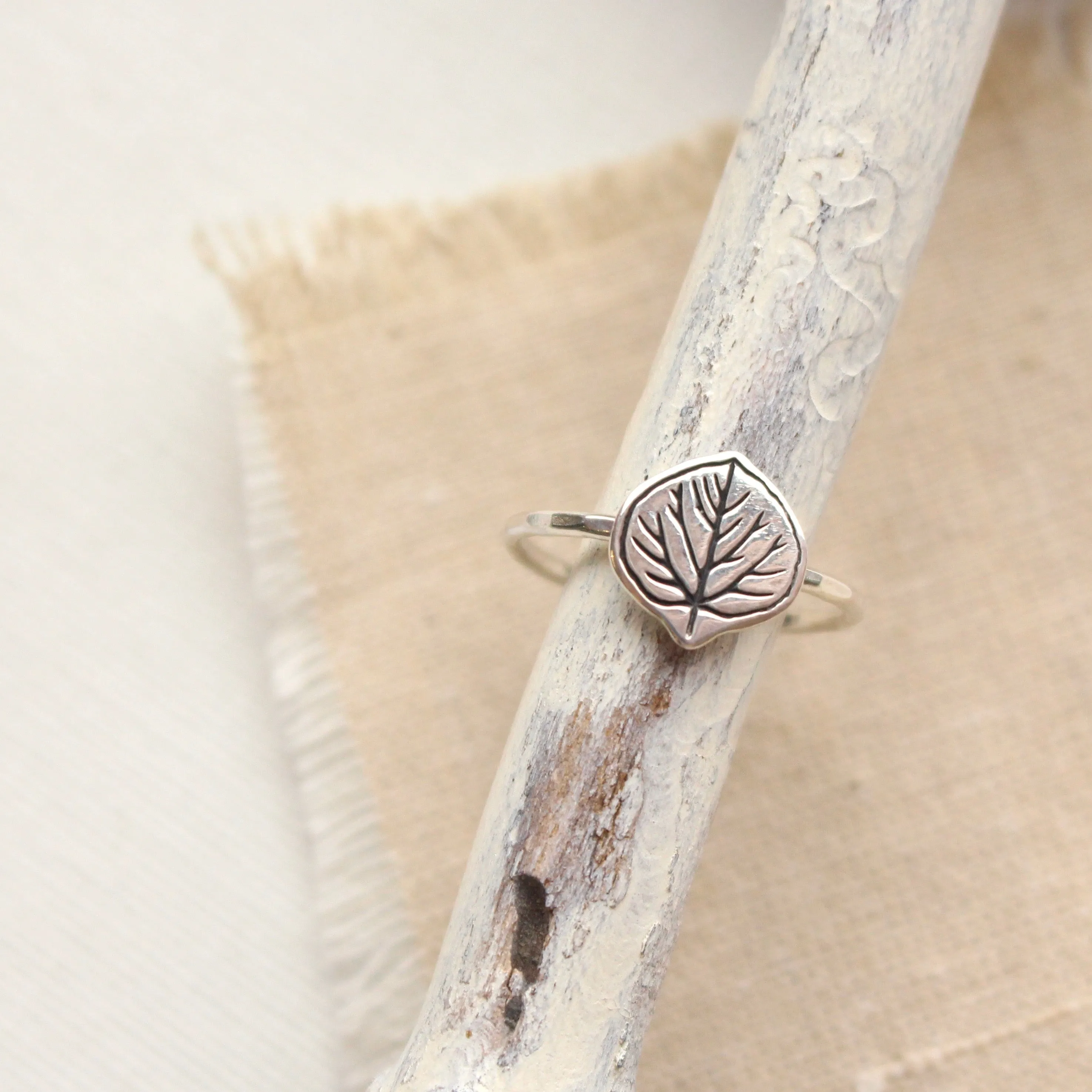 Aspen Leaf Silver Ring