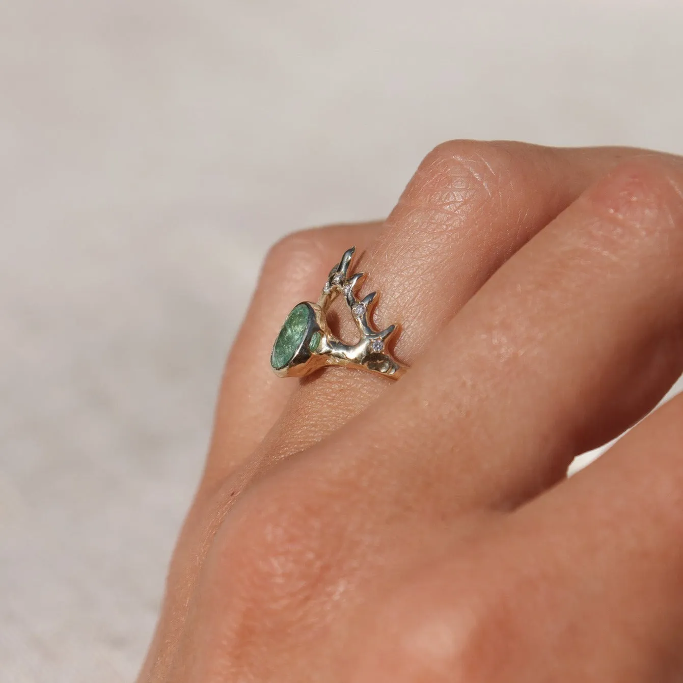 Atlantean Crown Ring | Paraiba Tourmaline, Diamonds, 14k Gold