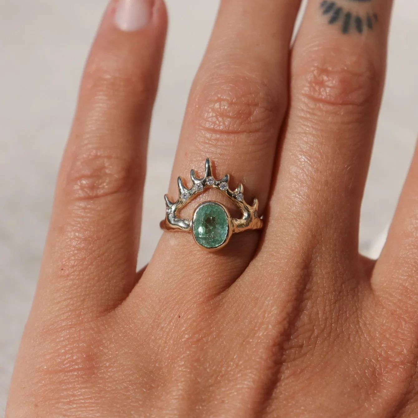 Atlantean Crown Ring | Paraiba Tourmaline, Diamonds, 14k Gold