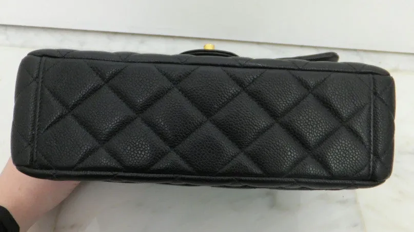 Authentic Chanel Black Caviar Vintage Medium 10" 2.55 Flapover