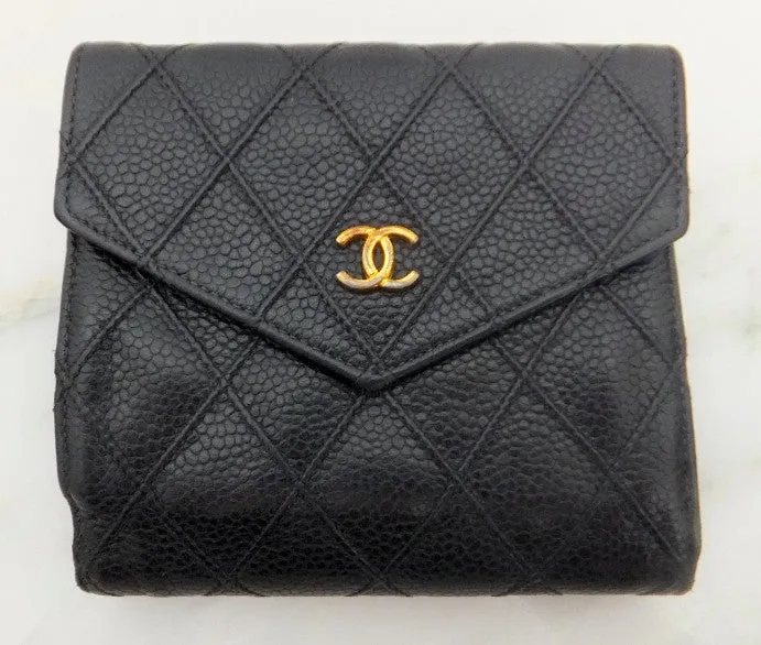 Authentic Chanel Black Caviar Vintage Medium 10" 2.55 Flapover