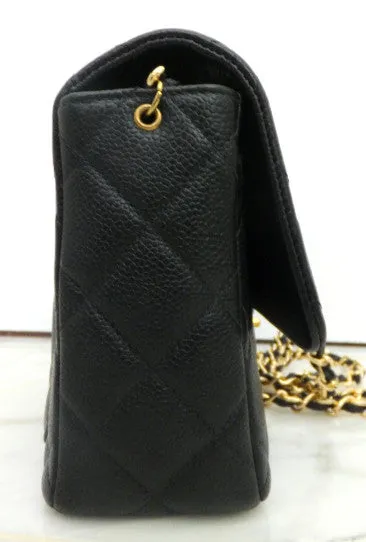 Authentic Chanel Black Caviar Vintage Medium 10" 2.55 Flapover
