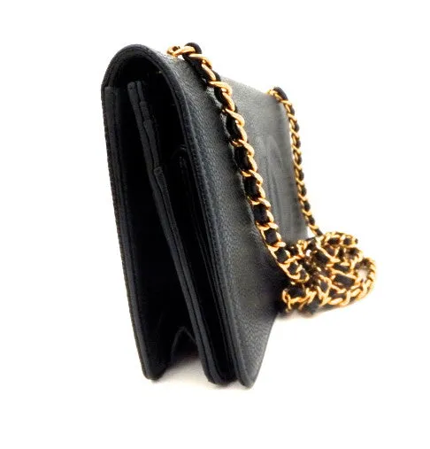 Authentic Chanel Black Caviar Wallet On Chain (WOC)