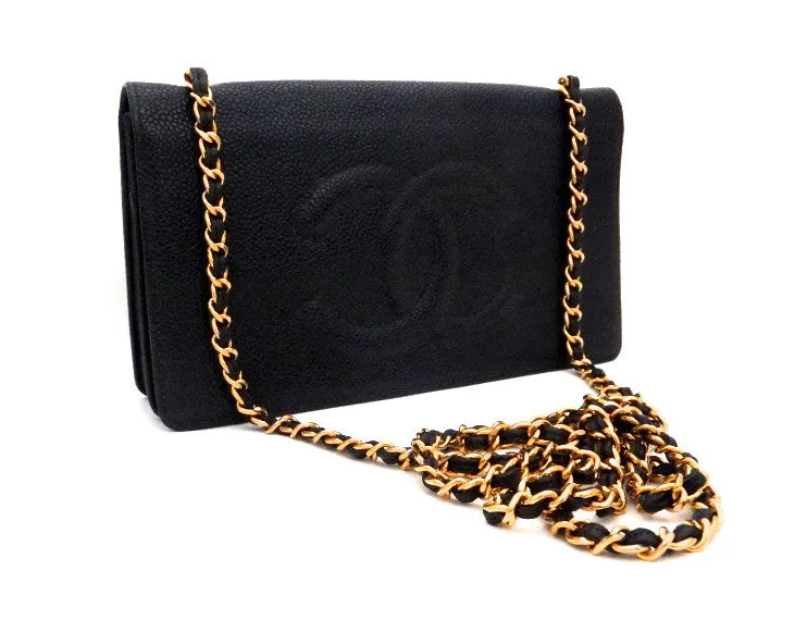 Authentic Chanel Black Caviar Wallet On Chain (WOC)