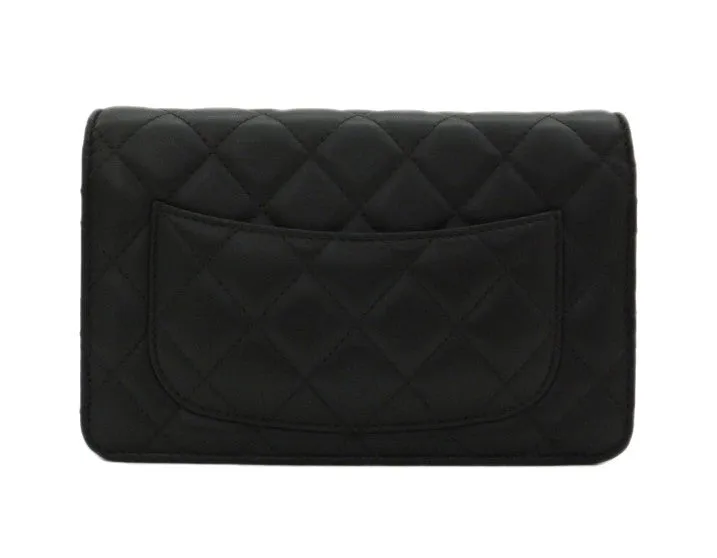 Authentic Chanel Gray Lambskin Wallet On Chain (WOC) – NEW