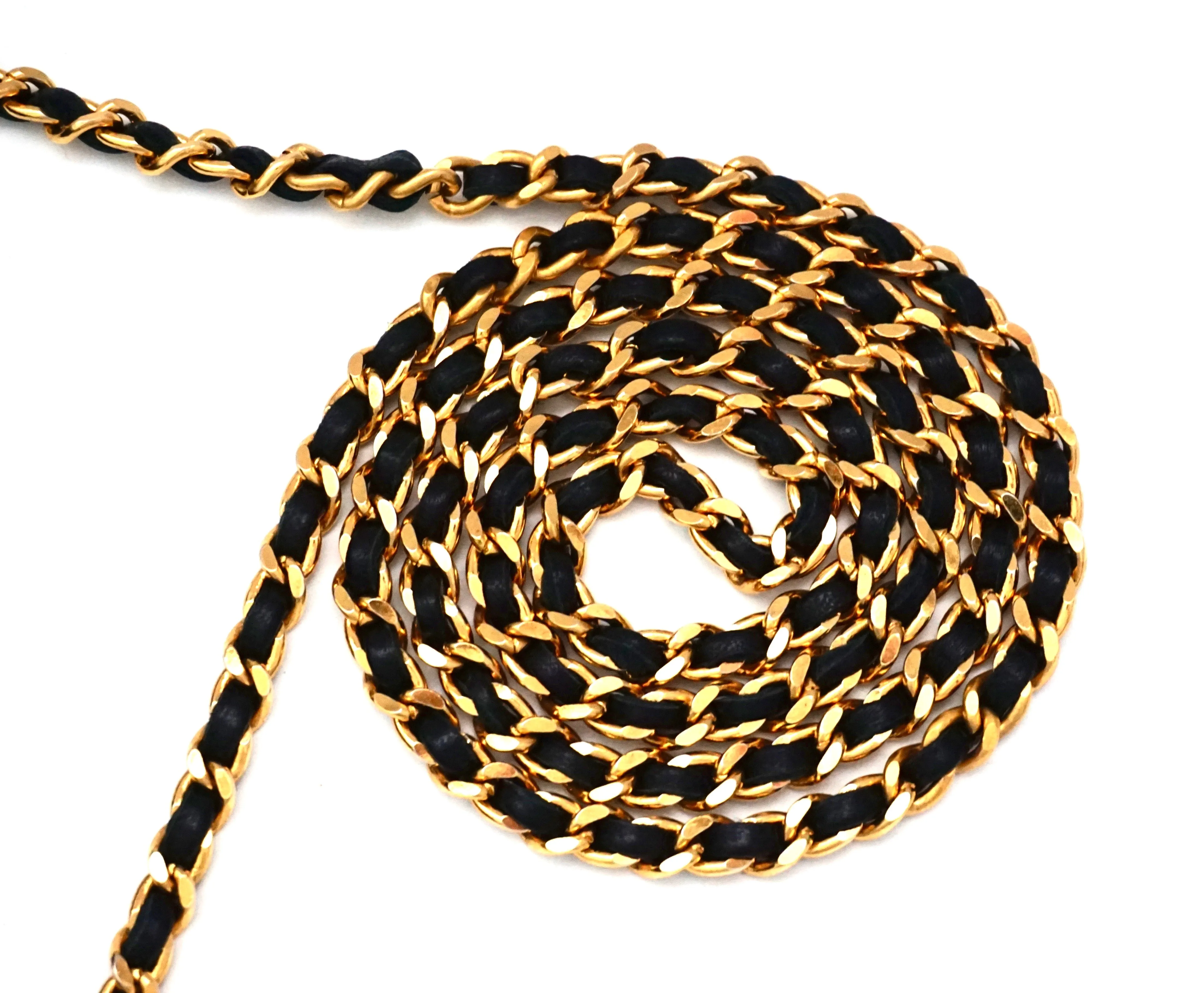 Authentic Chanel Vintage Black Lambskin Wallet On Chain (WOC)