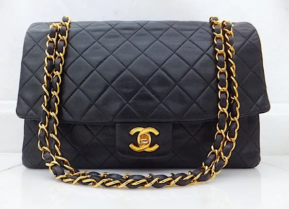 Authentic Chanel VNTG Quilted Navy 2.55 Jumbo   Wallet