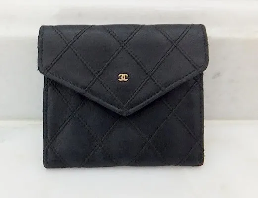 Authentic Chanel VNTG Quilted Navy 2.55 Jumbo   Wallet