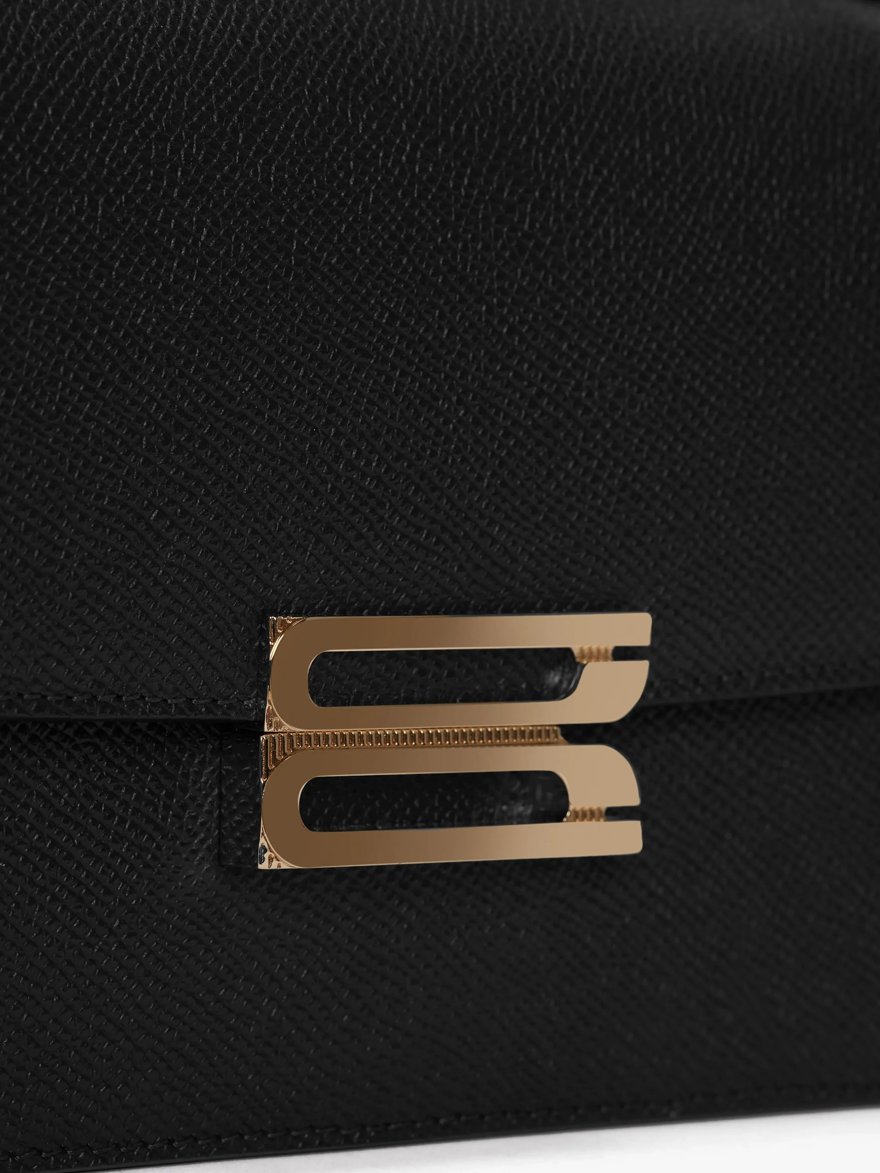 B Buckle Mini Black Textured-Leather Shoulder Bag