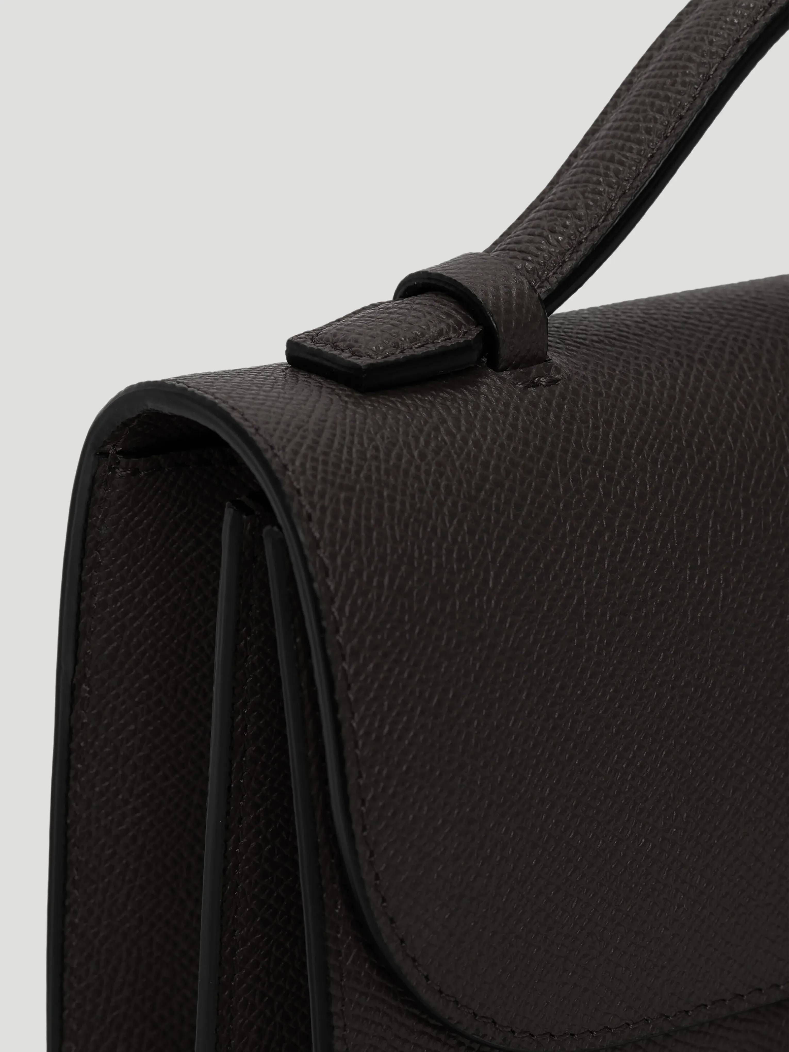 B Buckle Mini Black Textured-Leather Shoulder Bag