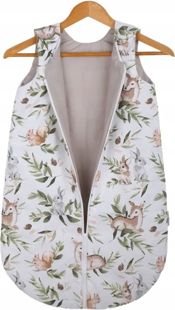 Baby Cotton Sleeping Bag Double Sided Sleepsack Quilted 1.0 Tog Green Glade/Grey