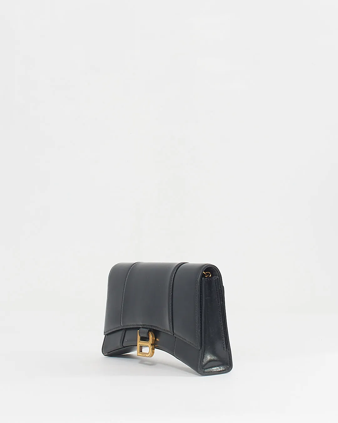 Balenciaga Black Smooth Leather Box Hourglass Wallet on a Chain