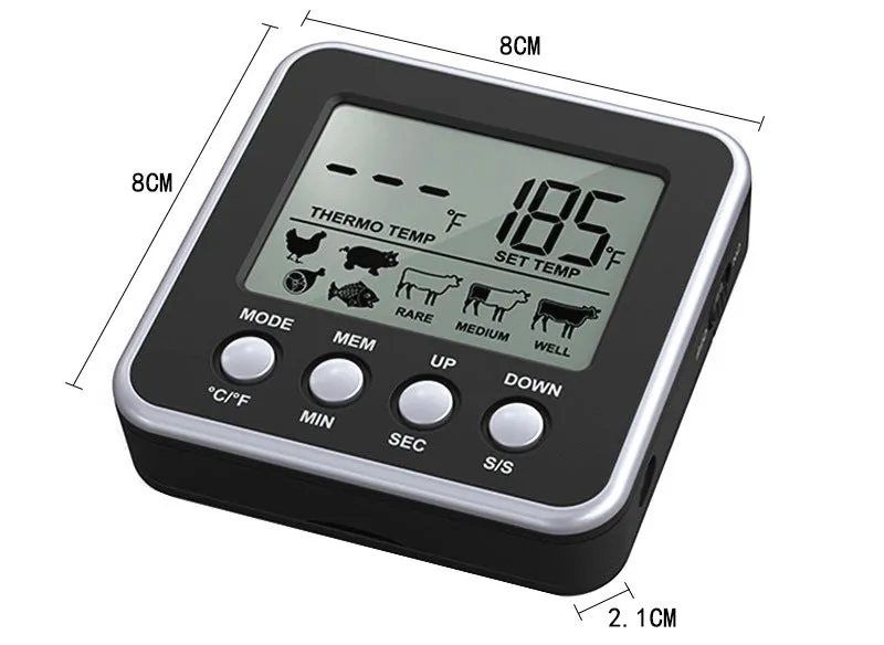 BBQ Grilling Thermometer Timer Probe