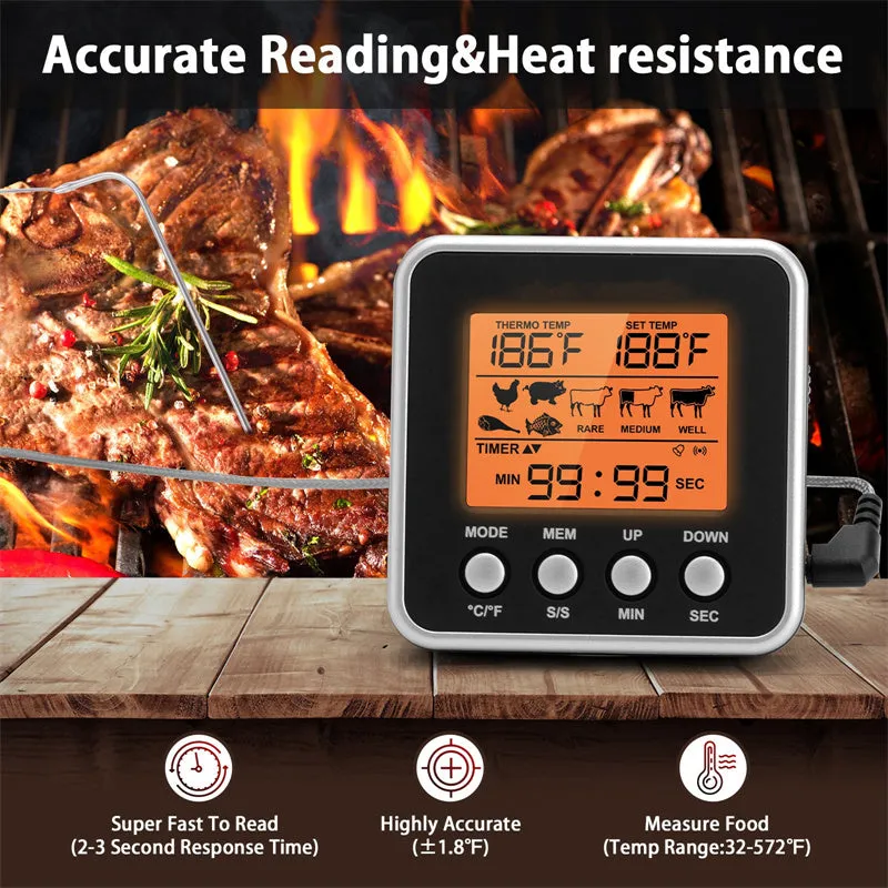 BBQ Grilling Thermometer Timer Probe