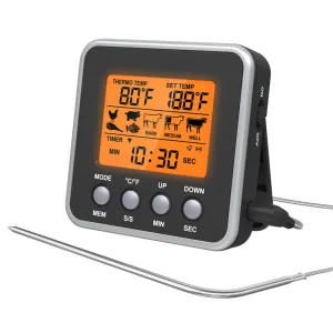 BBQ Grilling Thermometer Timer Probe