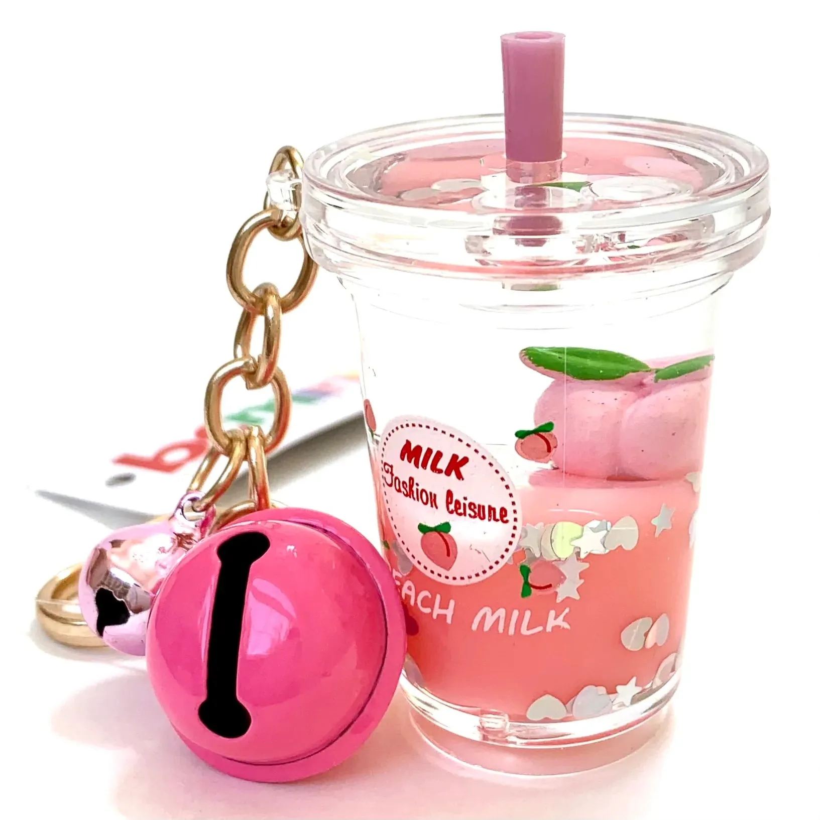 bcmini Peach Milk Bell Charm Keyring