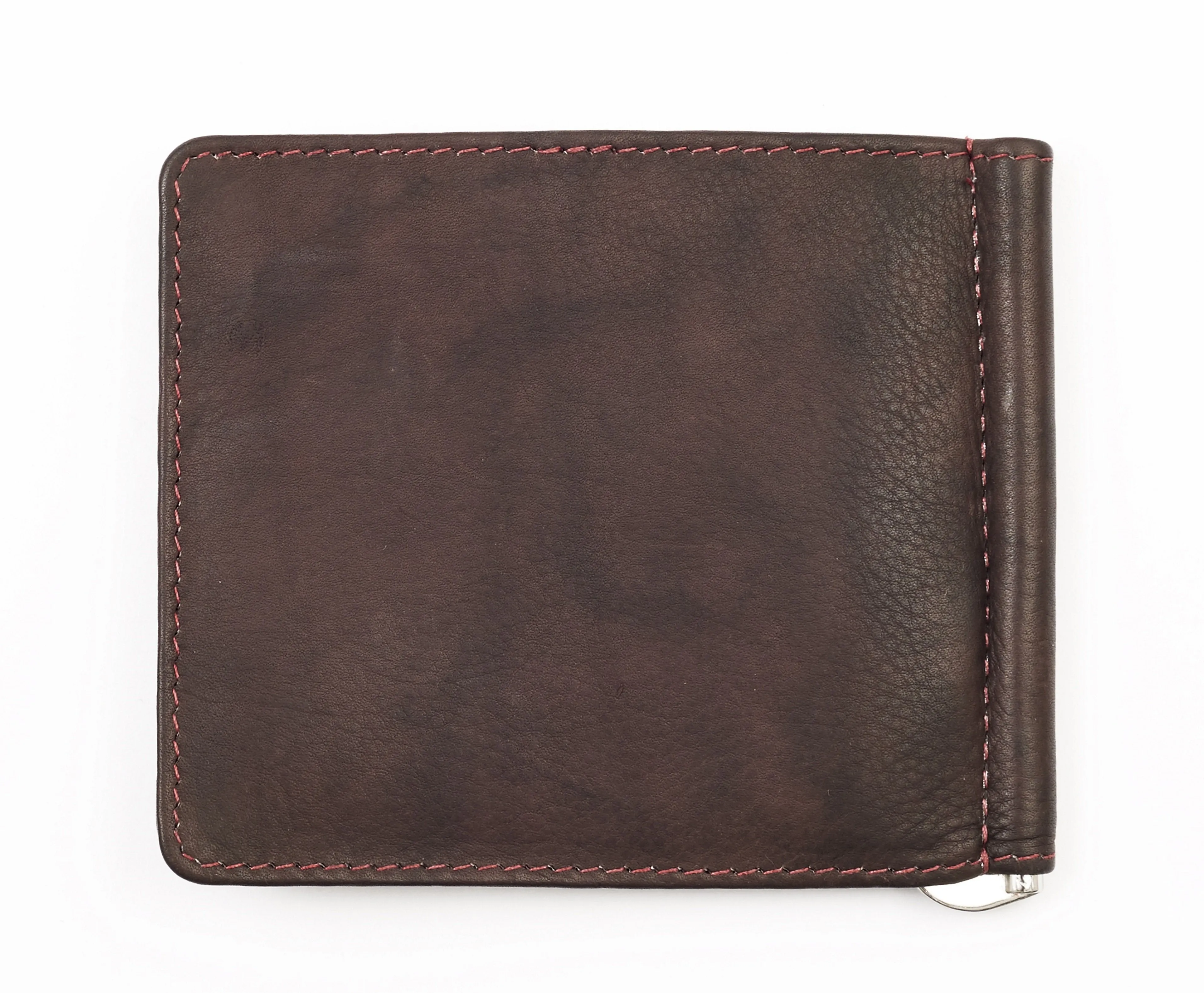Bi-Fold Money Clip Wallet Brown