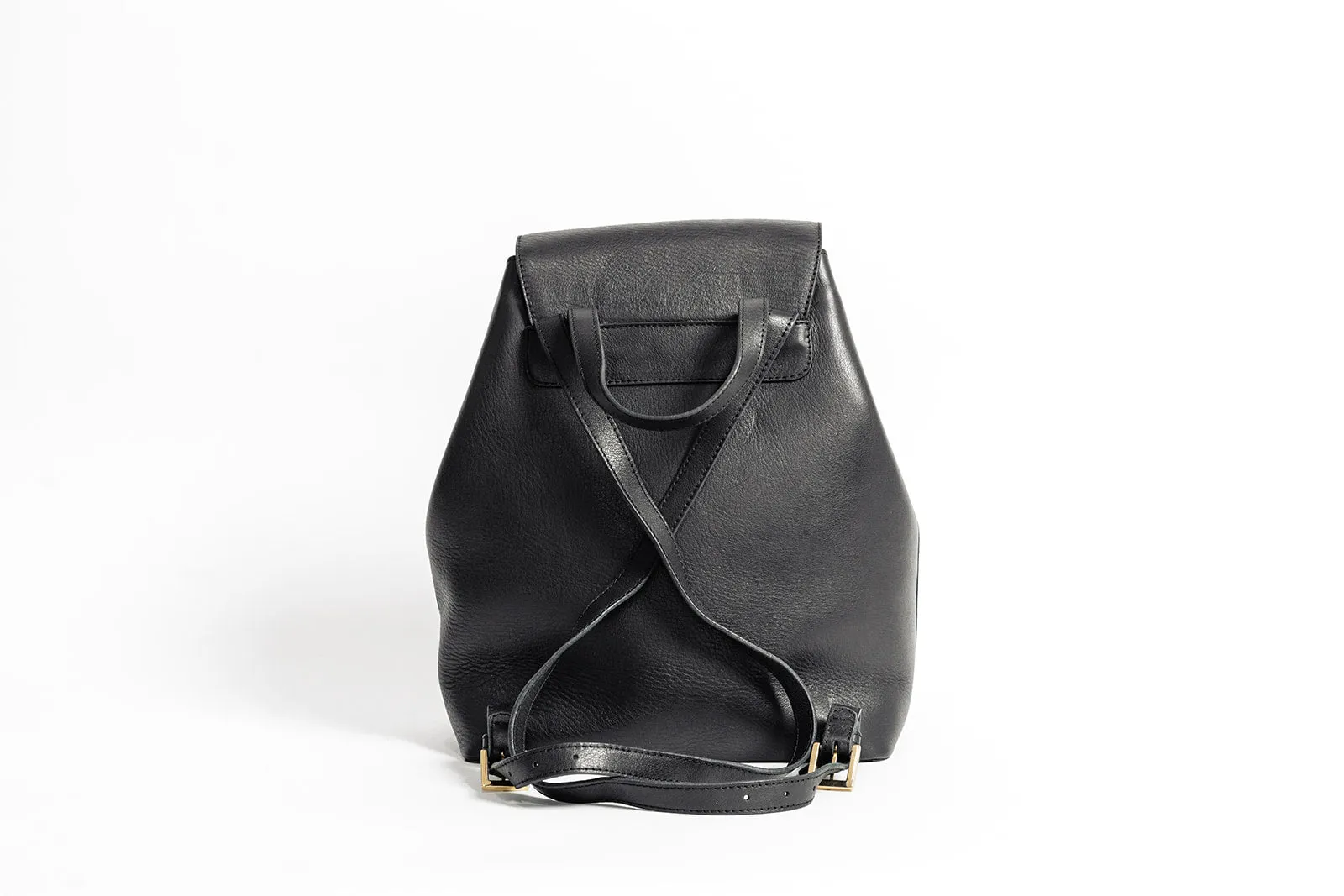 Black Full Grain Leather Backpack