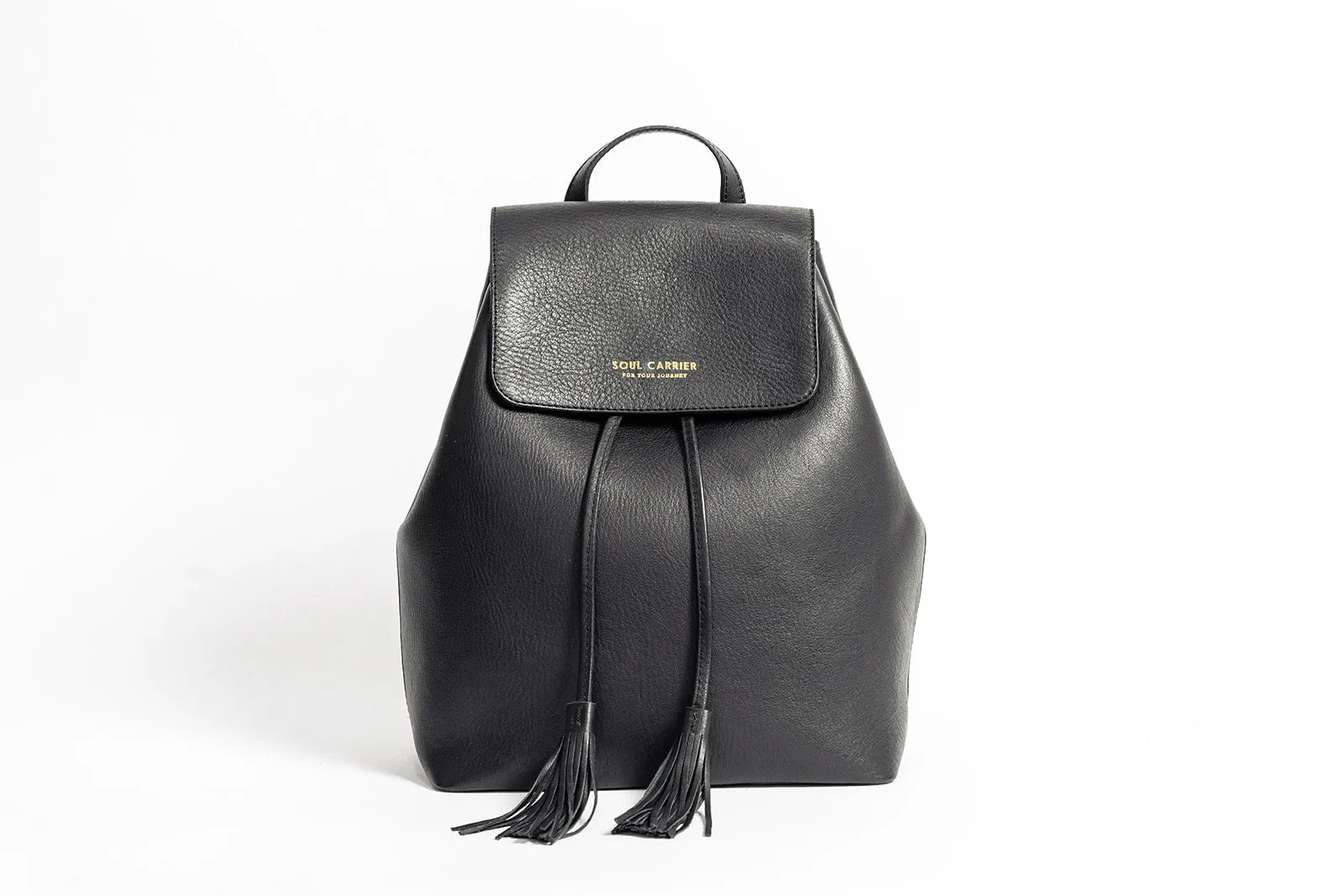 Black Full Grain Leather Backpack