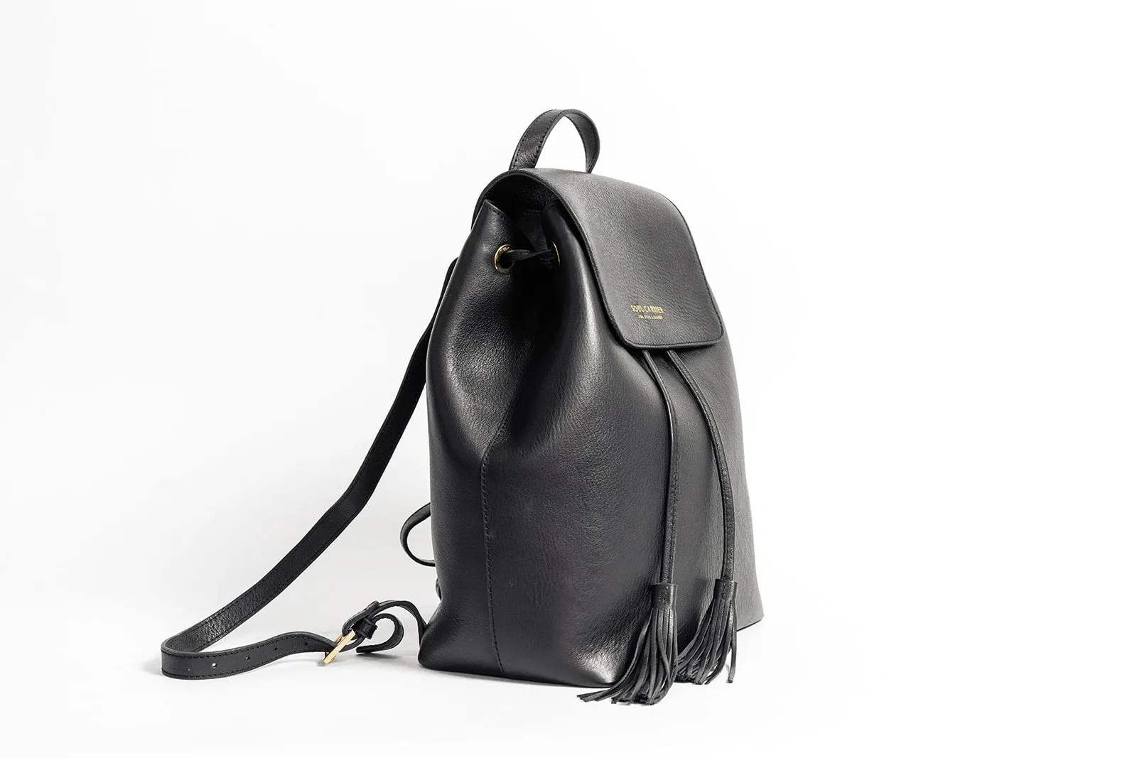 Black Full Grain Leather Backpack