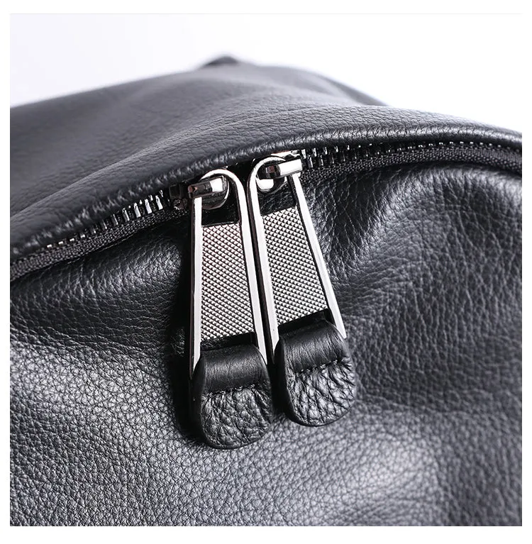 Black Leather Satchel Backpack Womens Cute School Backpack Bag Black College Rucksack for Ladies