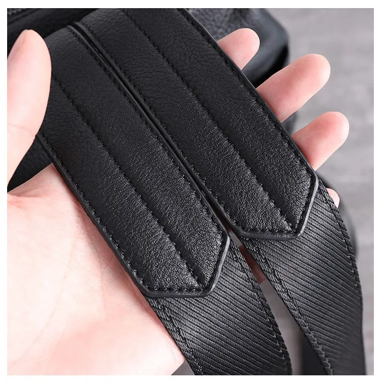 Black Leather School Backpack Womens Cute College Backpack Bag Black Leather Travel Rucksack for Ladies