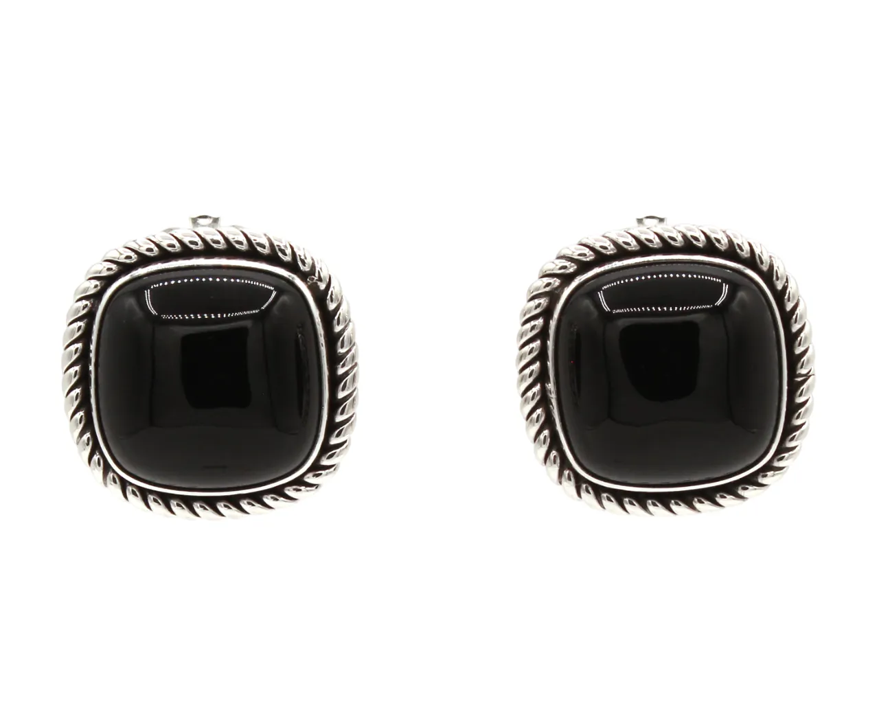 Black Onyx Clip On Earrings