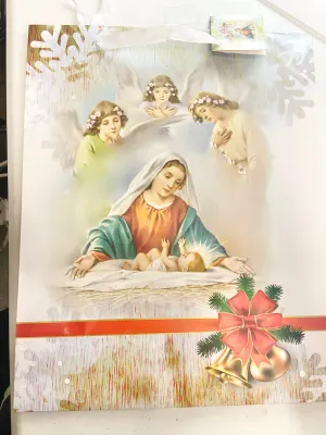 Blessed Mother and Son Jesus Christmas Gift Bag (Medium) 7 3/4" x 9 3/4" x 4"