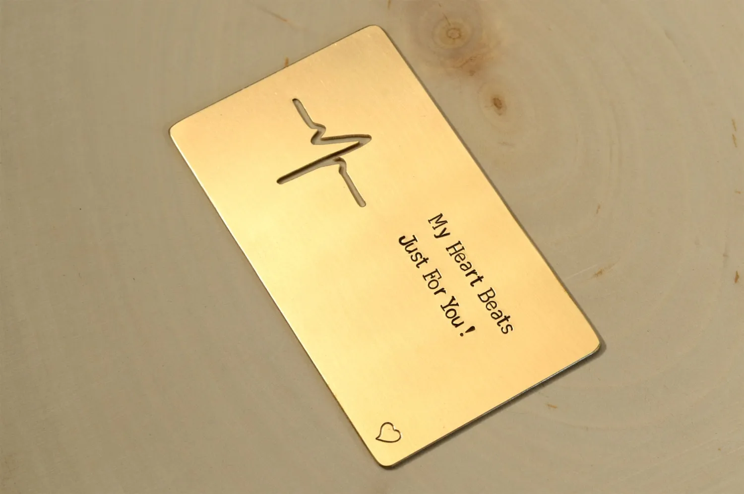 Bronze Wallet Insert engraved with My Heart Beats Just for You