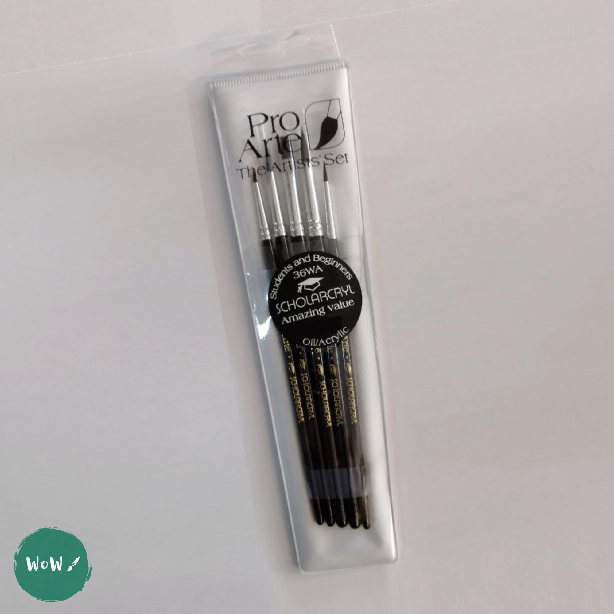 BRUSH SET -  INTRO TO ART - SCHOLARCRYL designed for Acrylics & Oils - 5 Brush Wallet set 36WA
