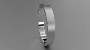 Brushed Sterling Silver 3mm Flat Wedding Band