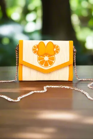 Buckle Down Minnie Mouse Citrus Raffia Cross Body Bag