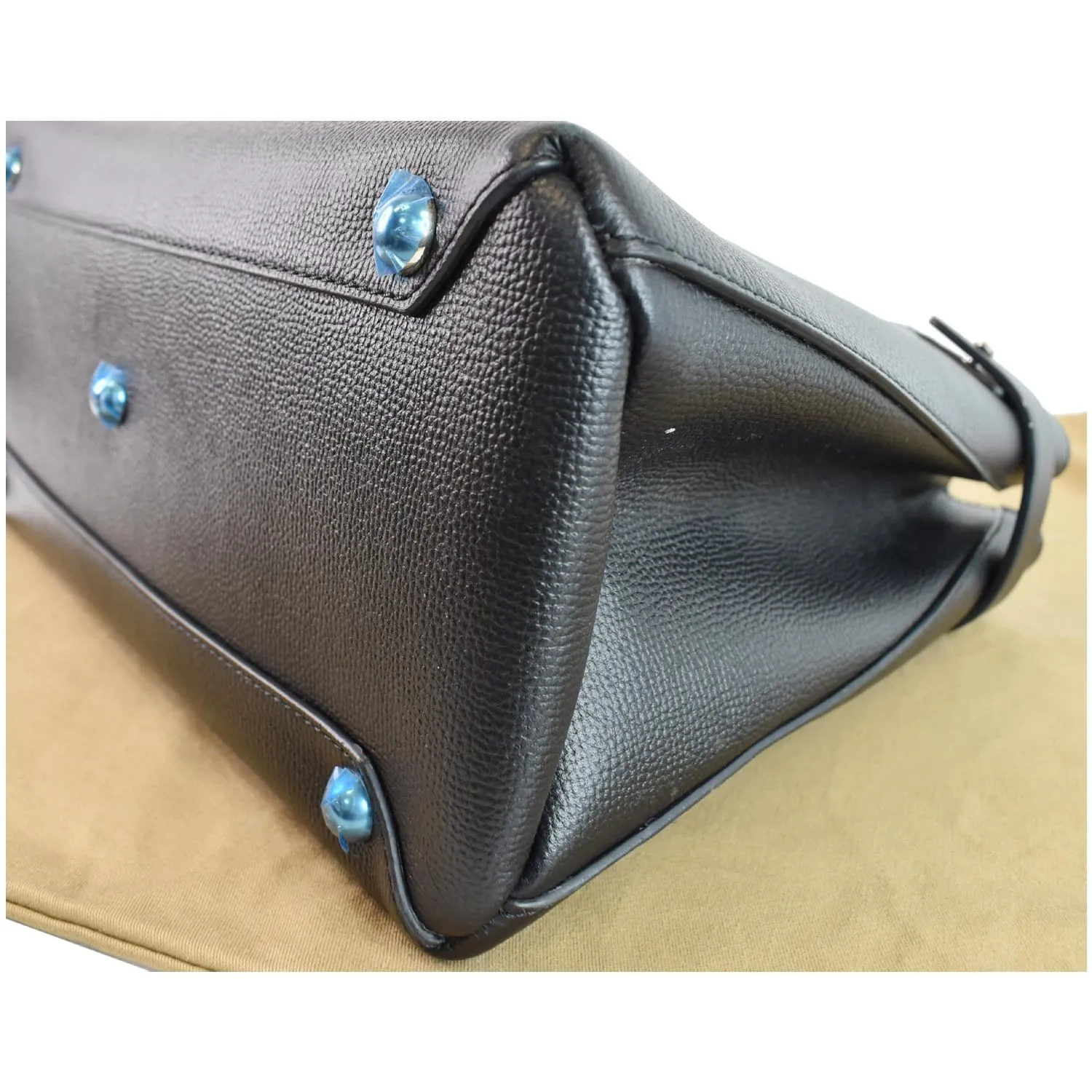 BURBERRY Medium Banner Derby Leather Tote Shoulder Bag Black