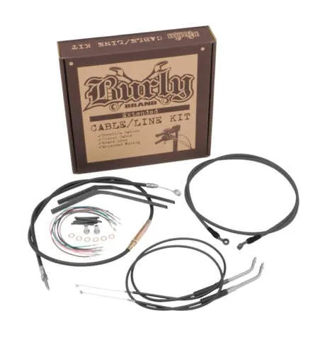 Burly Brand B30-1036 Extended Cable/Brake Line Kit for 12in. Ape Handlebars - Black Vinyl