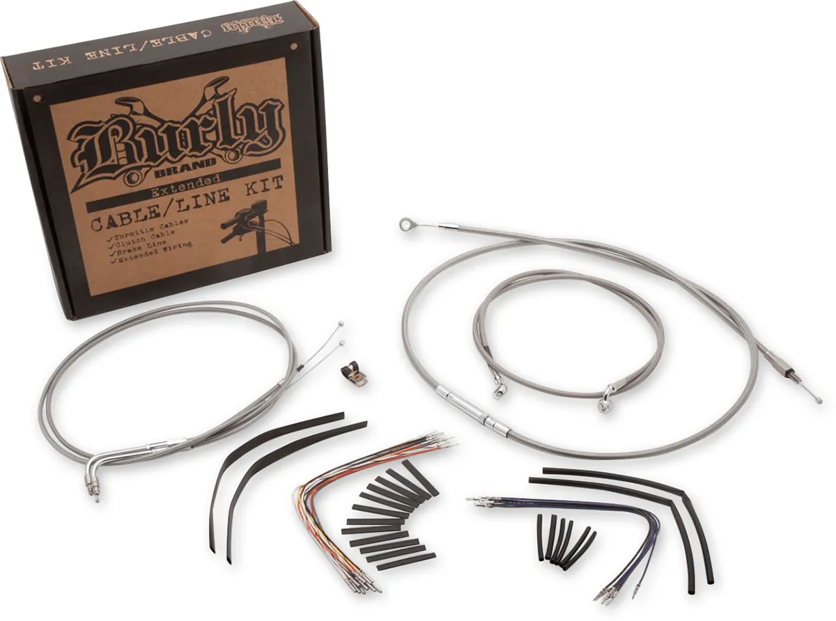 Burly Brand B30-1123 Extended Cable/Brake Line Kit for 16in. Ape Handlebars - Black Vinyl