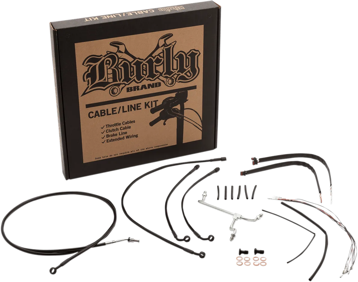 Burly Brand B30-1123 Extended Cable/Brake Line Kit for 16in. Ape Handlebars - Black Vinyl