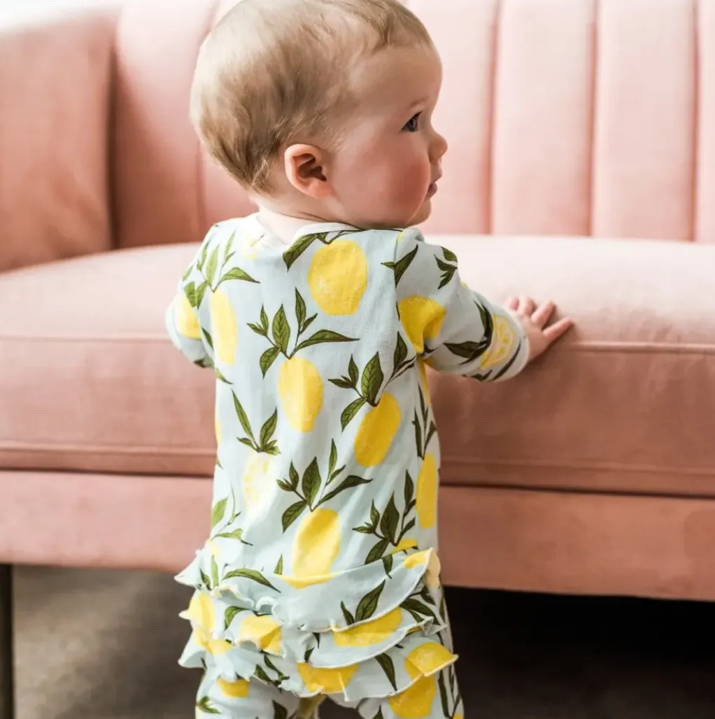 Butterfly Bamboo Ruffle Zipper Romper
