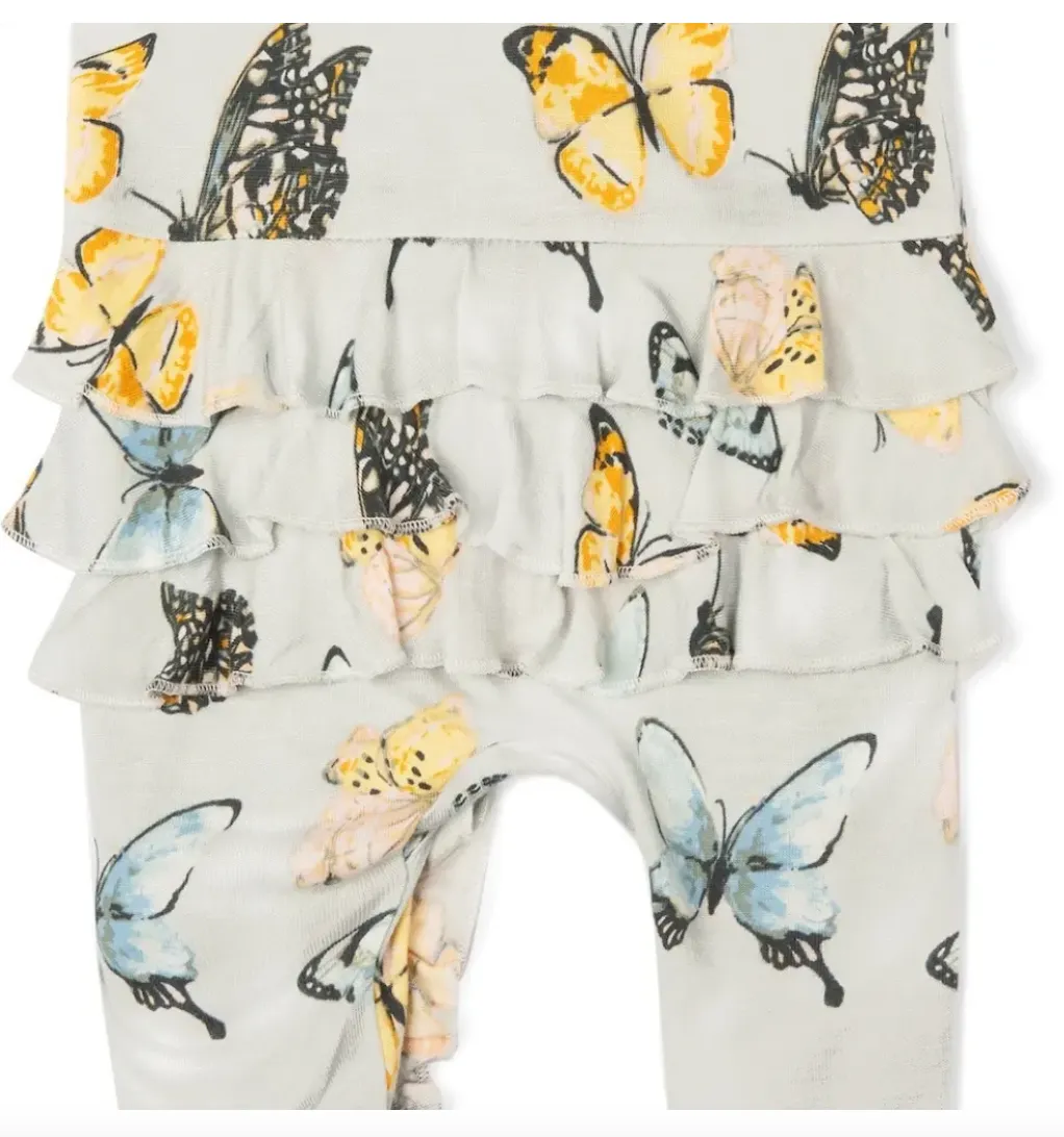 Butterfly Bamboo Ruffle Zipper Romper