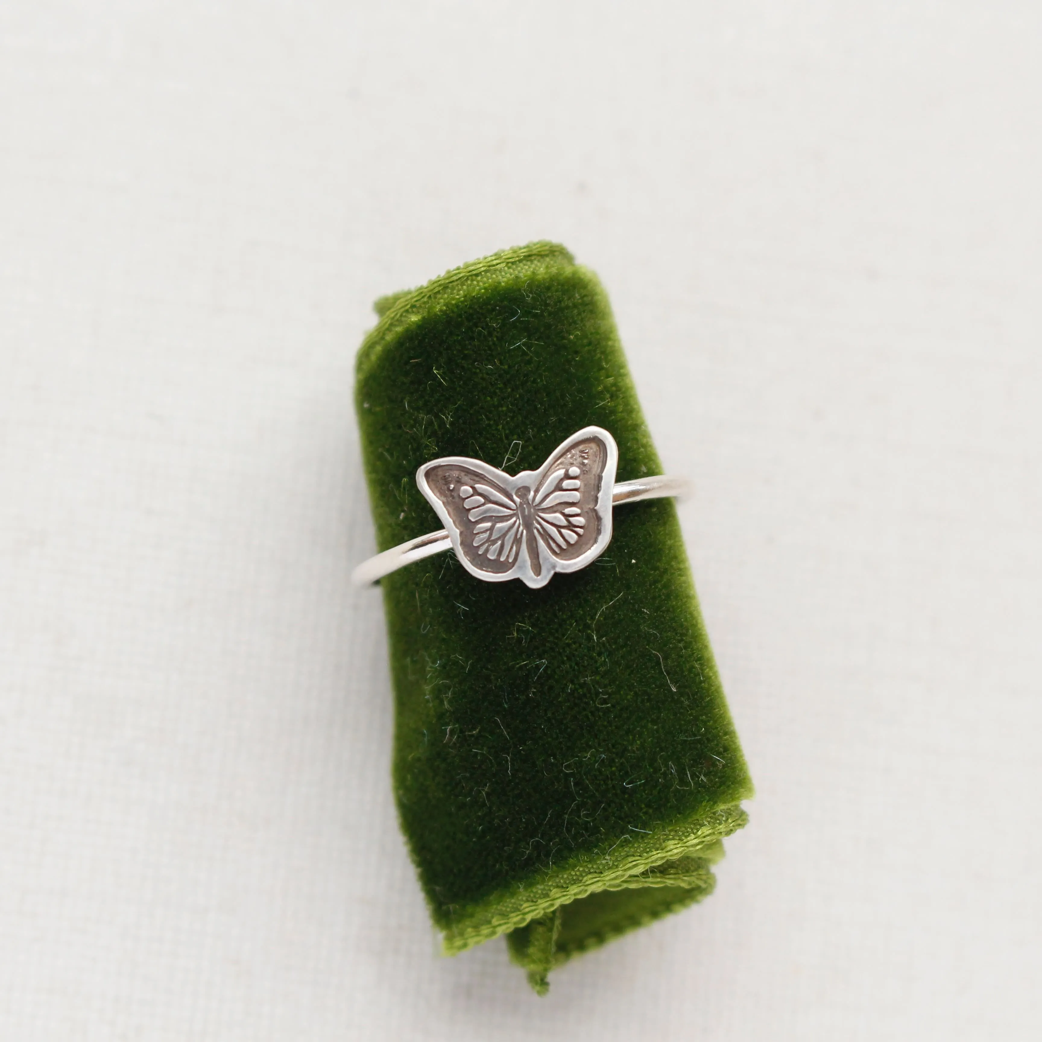 Butterfly Stamped Silver Ring