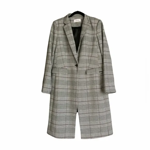 Calvin Klein Long Plaid Blazer coat