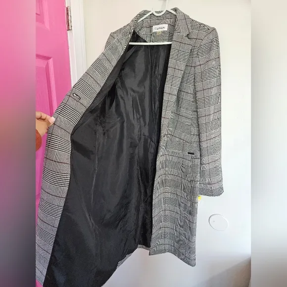 Calvin Klein Long Plaid Blazer coat