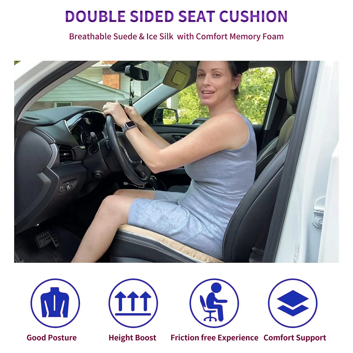 Car Seat Cushion, Custom Fit For Car, Car Memory Foam Seat Cushion, Heightening Seat Cushion, Seat Cushion for Car and Office Chair WAFJ224