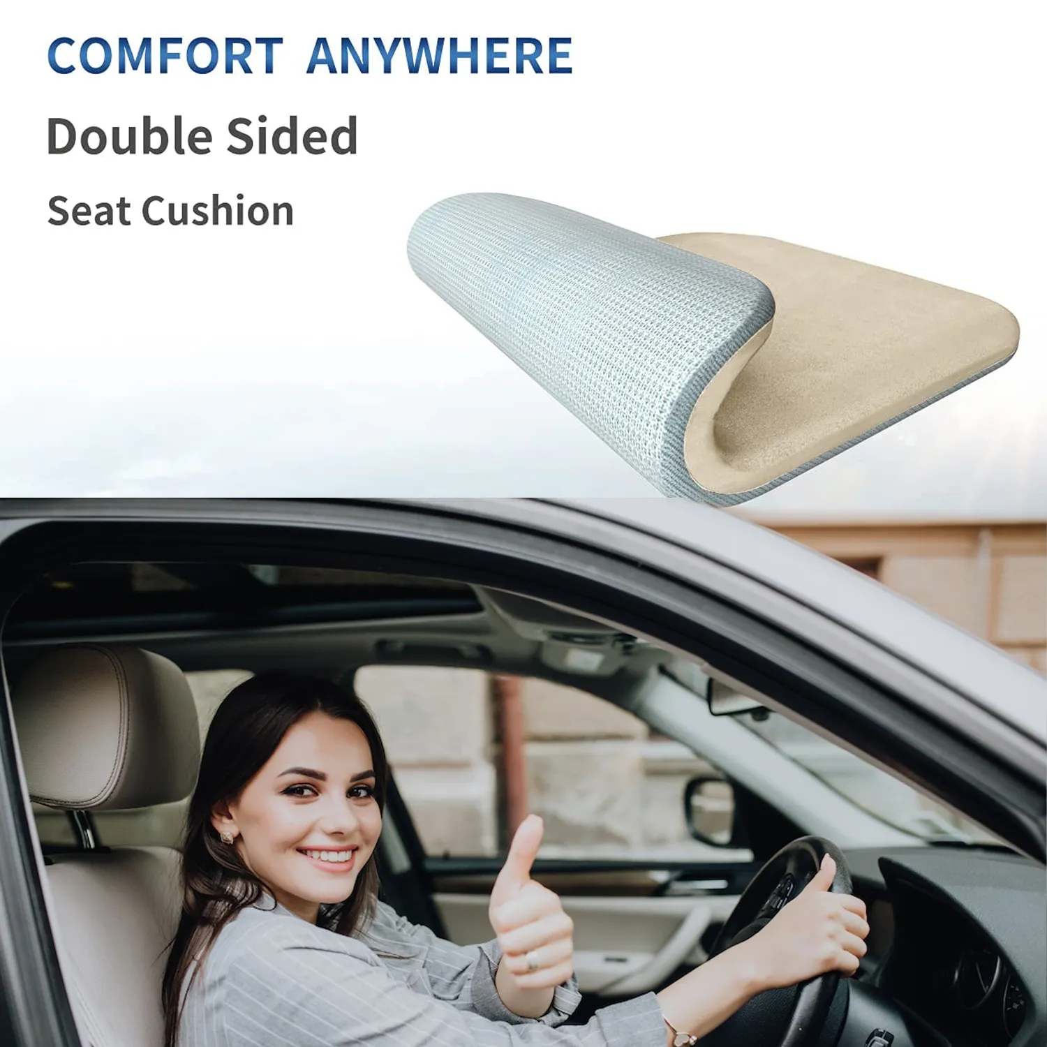 Car Seat Cushion, Custom Fit For Car, Car Memory Foam Seat Cushion, Heightening Seat Cushion, Seat Cushion for Car and Office Chair WAFJ224