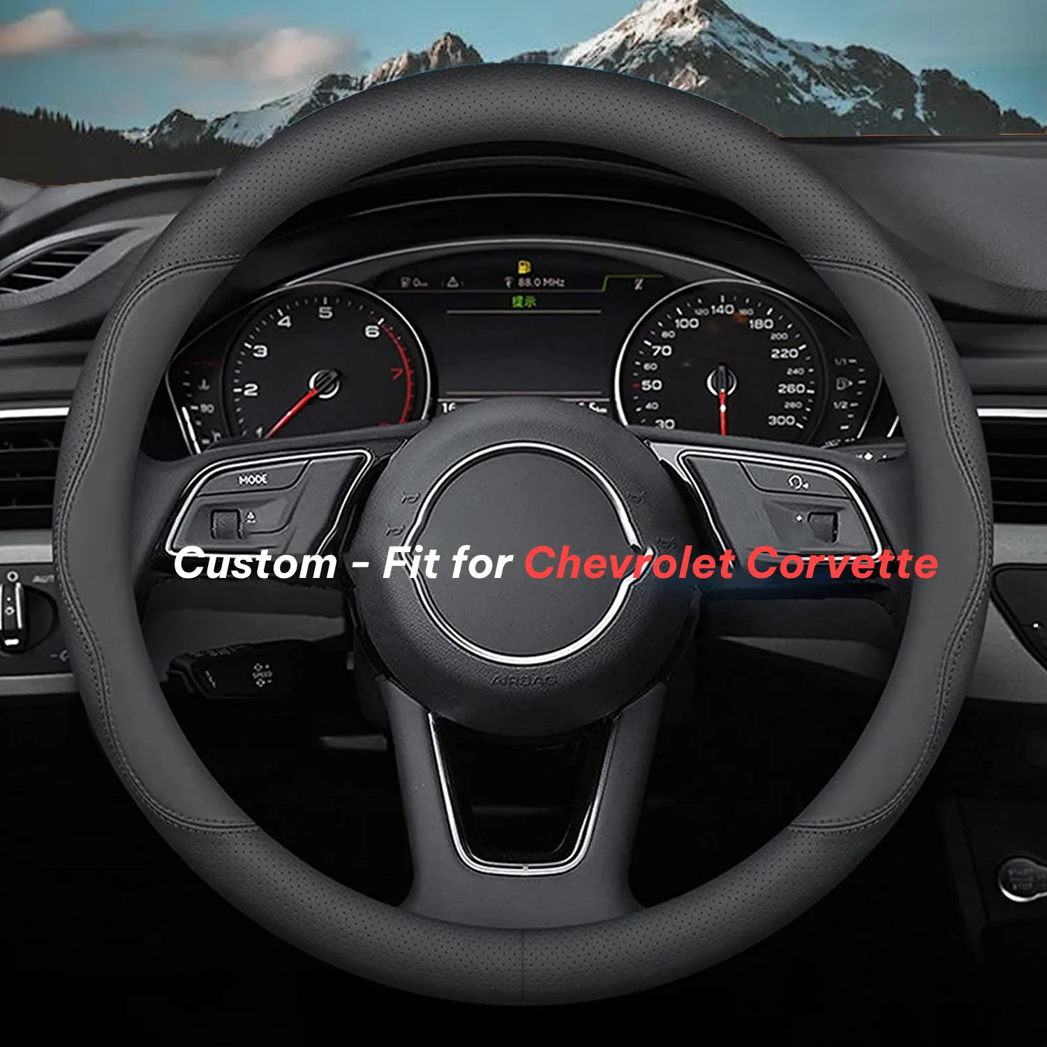 Car Steering Wheel Cover 2024 Update Version, Custom-Fit for Car, Premium Leather Car Steering Wheel Cover with Logo, Car Accessories WACC222