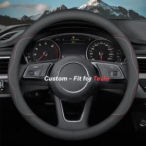 Car Steering Wheel Cover 2024 Update Version, Custom-Fit for Car, Premium Leather Car Steering Wheel Cover with Logo, Car Accessories WATY222