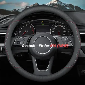 Car Steering Wheel Cover 2024 Update Version, Custom-Fit for Car, Premium Leather Car Steering Wheel Cover with Logo, Car Accessories WAUE222