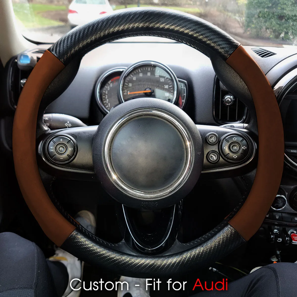 Car Steering Wheel Cover, Custom-Fit For Cars, Leather Nonslip 3D Carbon Fiber Texture Sport Style Wheel Cover for Women, Interior Modification for All Car Accessories WARA225